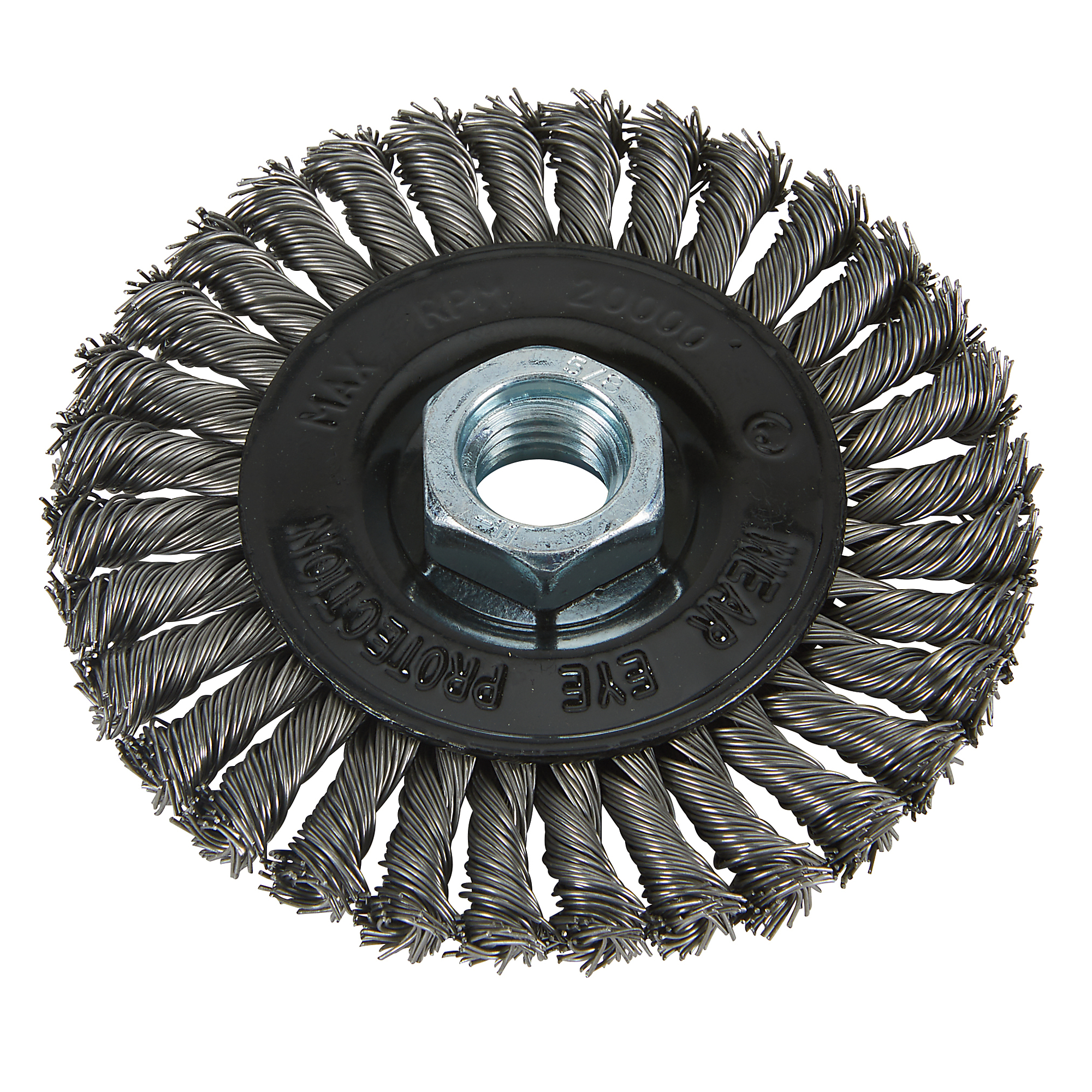 Klutch 4in. Industrial Stringer Bead Wire Wheel for Angle Grinders, 5/8-11 Arbor, 12,500 RPM